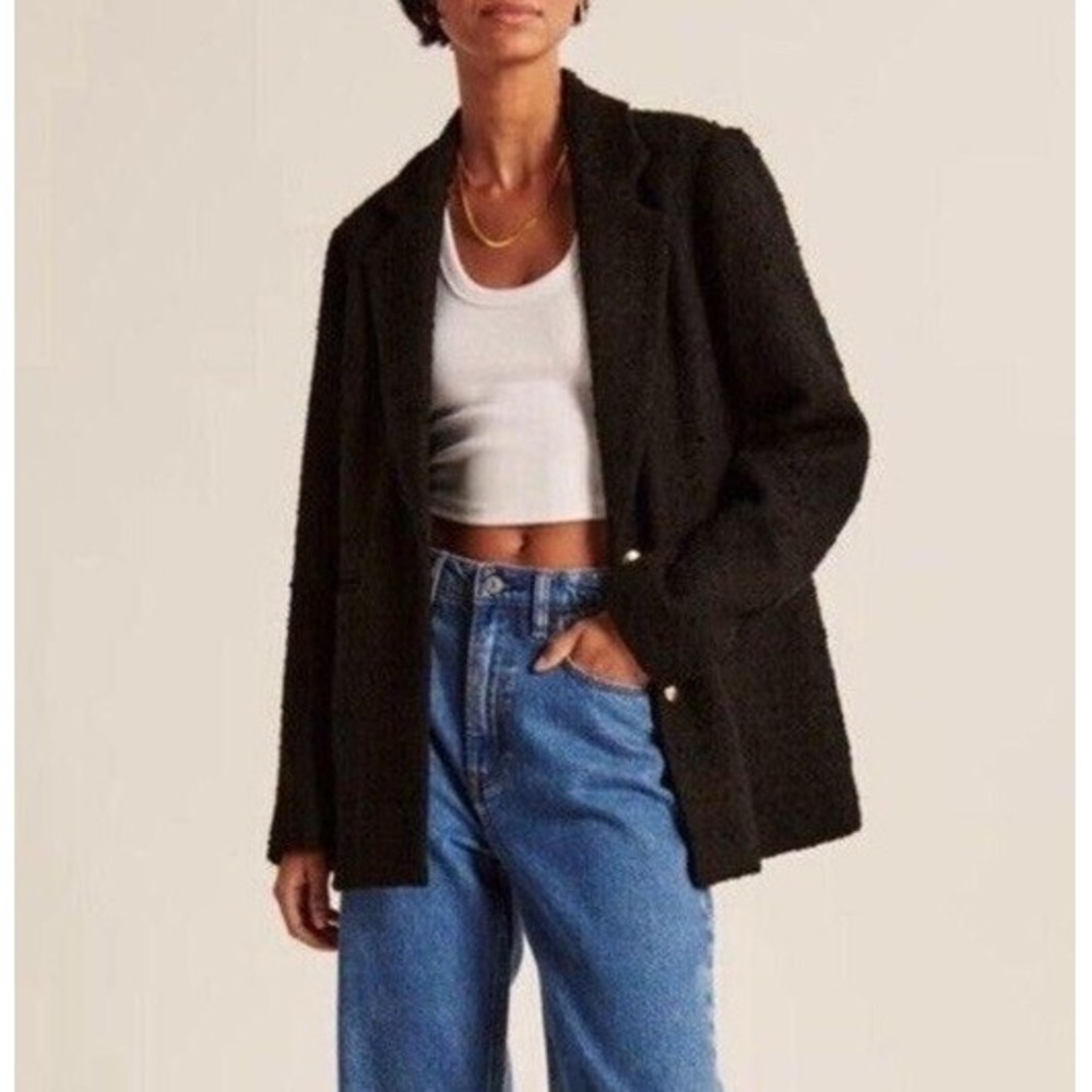 Abercrombie & Fitch Blazer Womens Size XL Black Oversized Grunge Fairy Goth $180